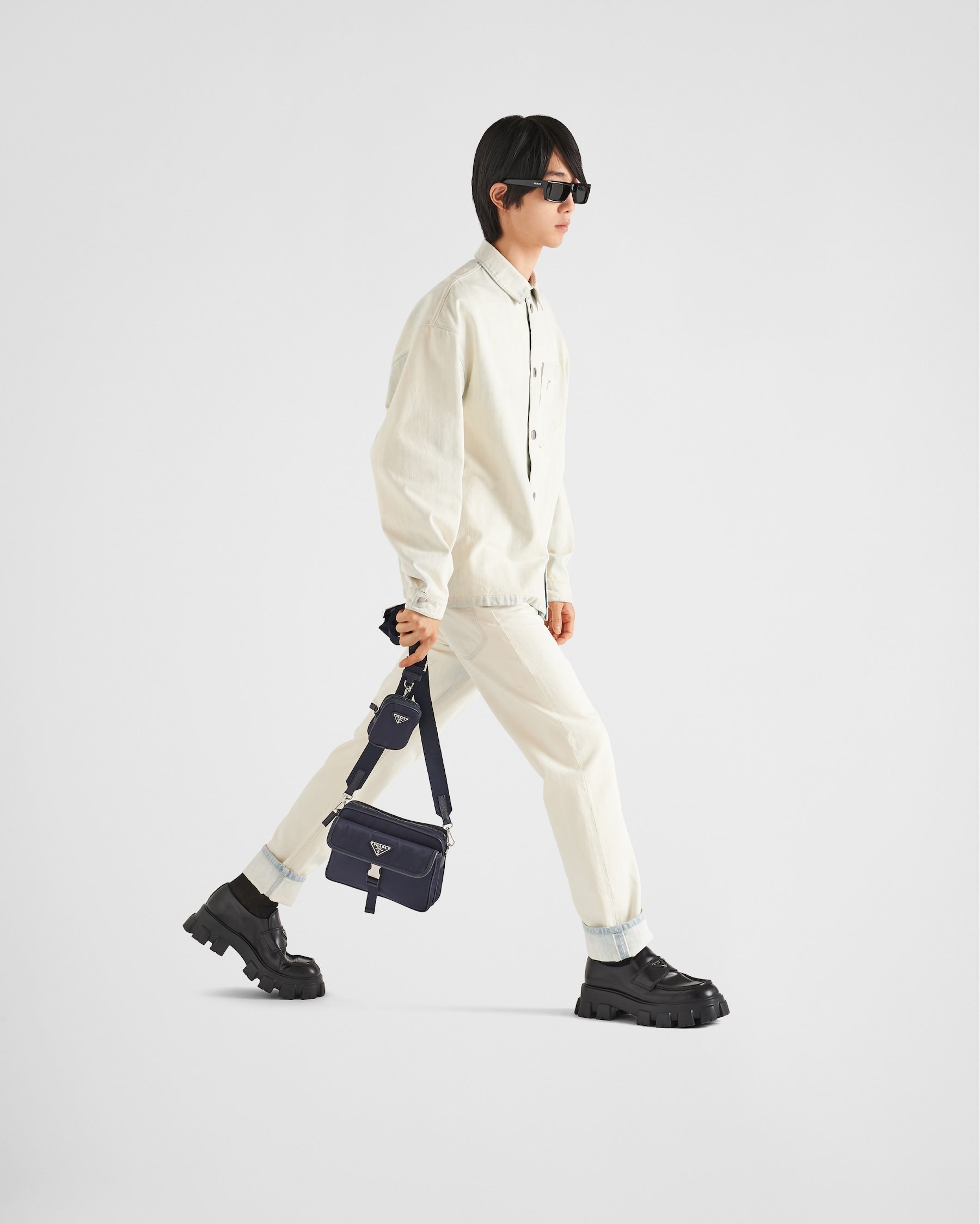 Sac porté épaule en Re-Nylon et cuir Saffiano